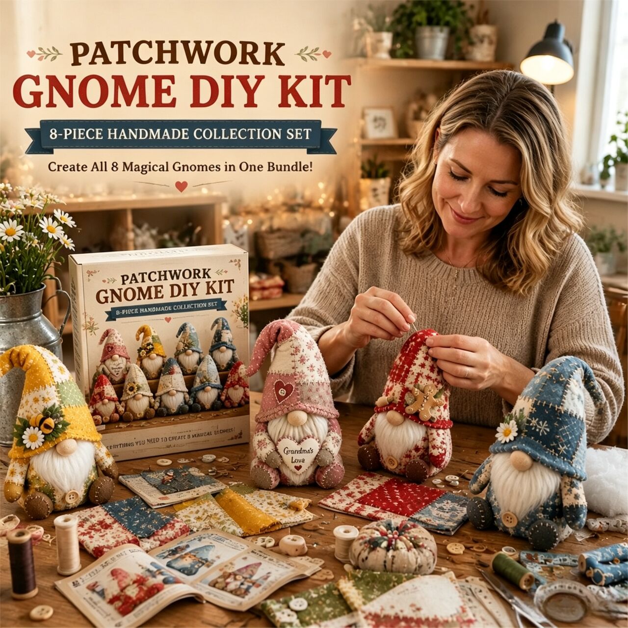 Home Bargains - Christmas Patchwork Gnome DIY Sewing Kit,